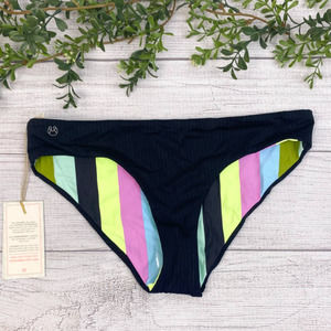 NEW MAAJI Reversible Swim Ladies Bikini Stripe and Black Bottom S